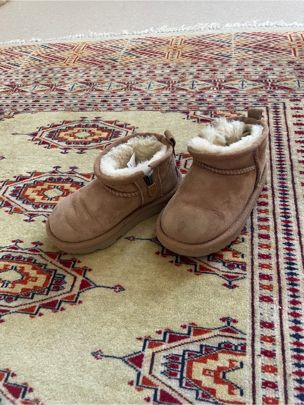 UGG Kids Chestnut Brown Suede Shearling Lined Booties